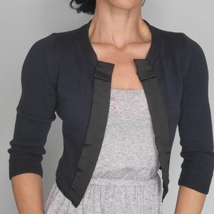 Tahari xs petite navy 3/4 sleeve cardigan
